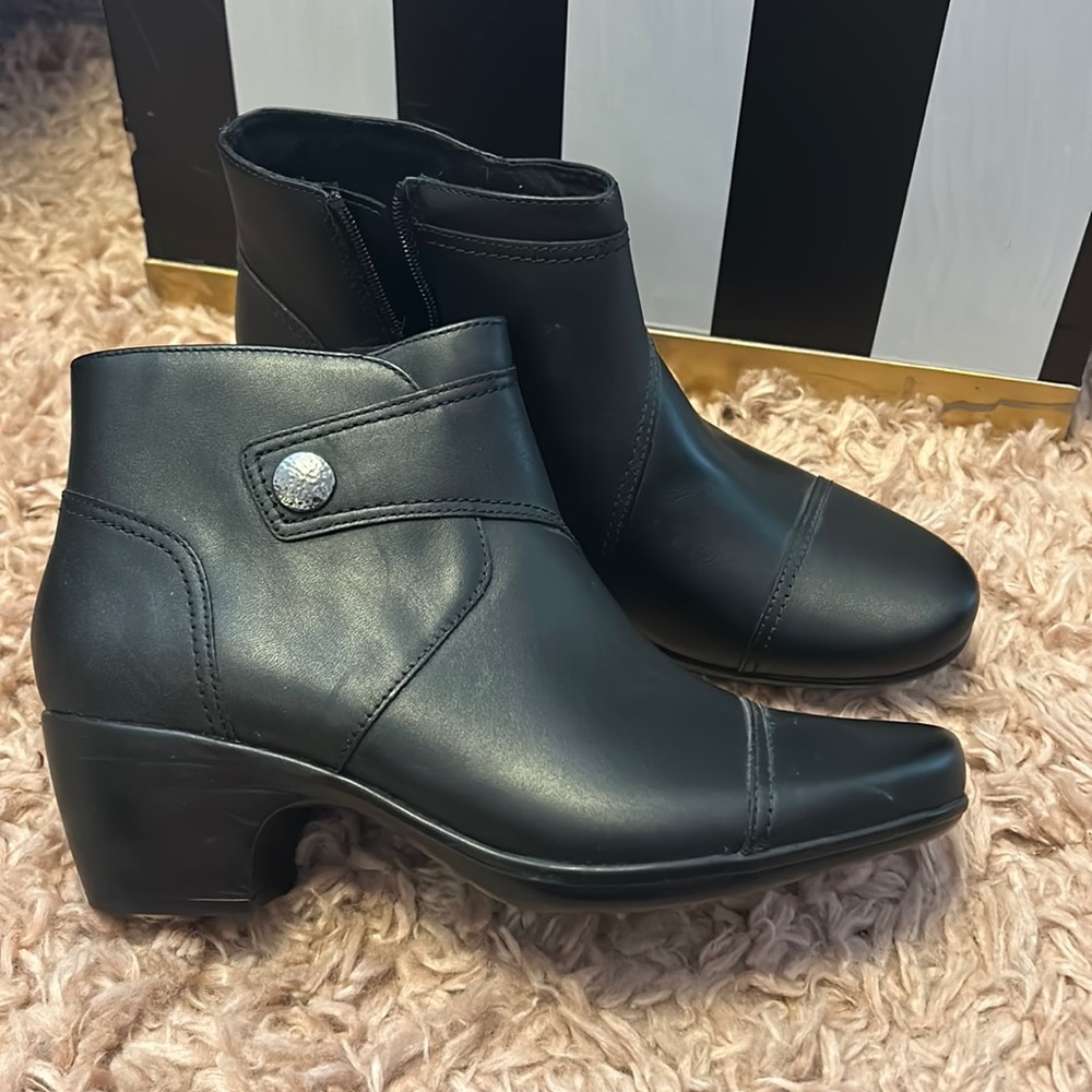 Black leather ankle boots